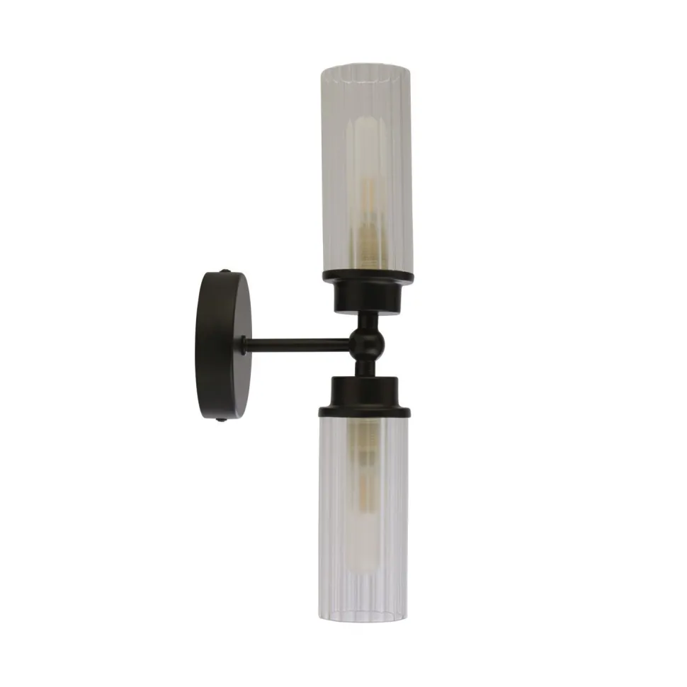 Up Down Wandleuchte Schwarz Metall Glas G9 IP44 H:37 cm