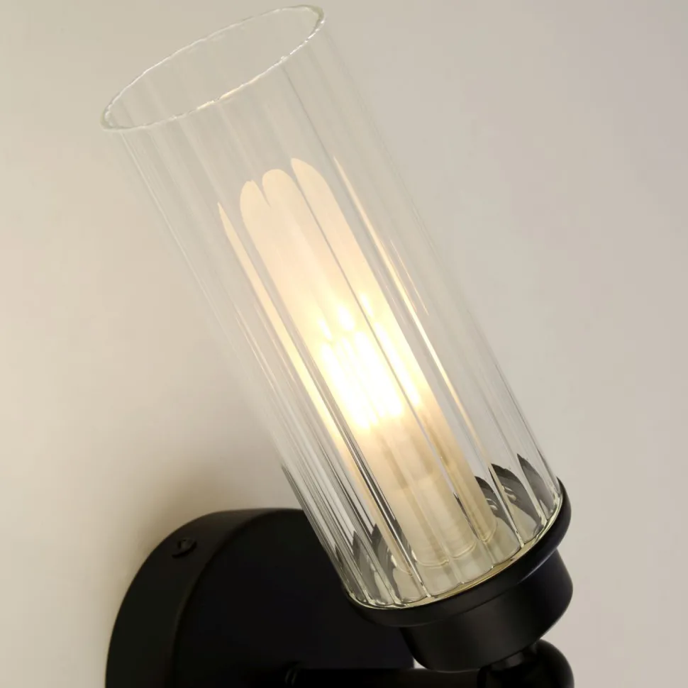 Up Down Wandleuchte Schwarz Metall Glas G9 IP44 H:37 cm