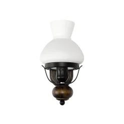 Urige Wandlampe Holz Glas E27 Landhaus Stil