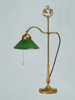 Verstellbare Bankerleuchte Glas Messing E27 63 cm Grün