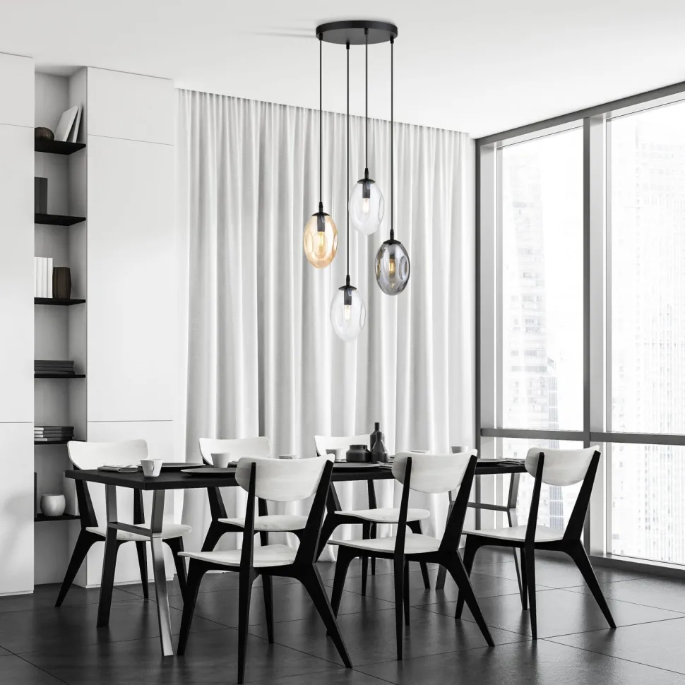 Verstellbare Pendelleuchte CARLU Glas 4-flammig E14