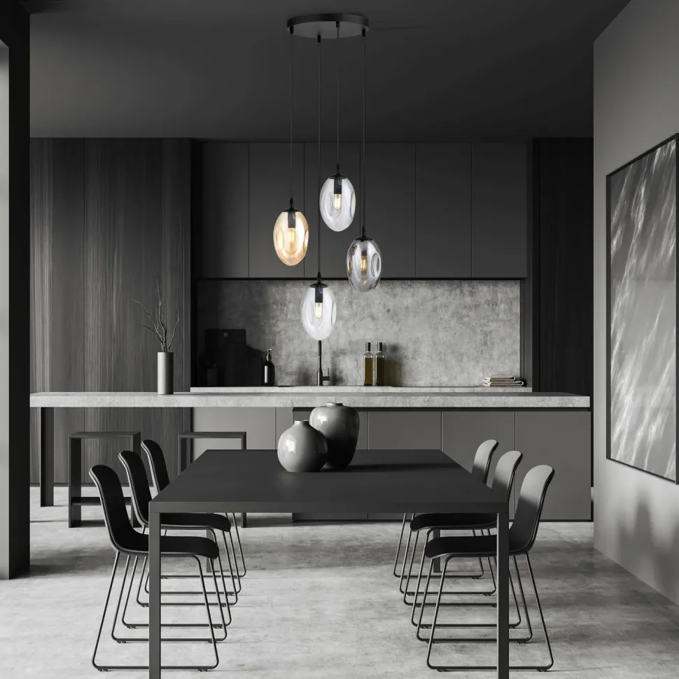 Verstellbare Pendelleuchte CARLU Glas 4-flammig E14