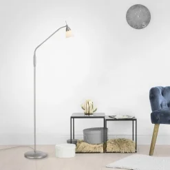 Verstellbare Stehleuchte in Silber Dimmer Glas 163 cm