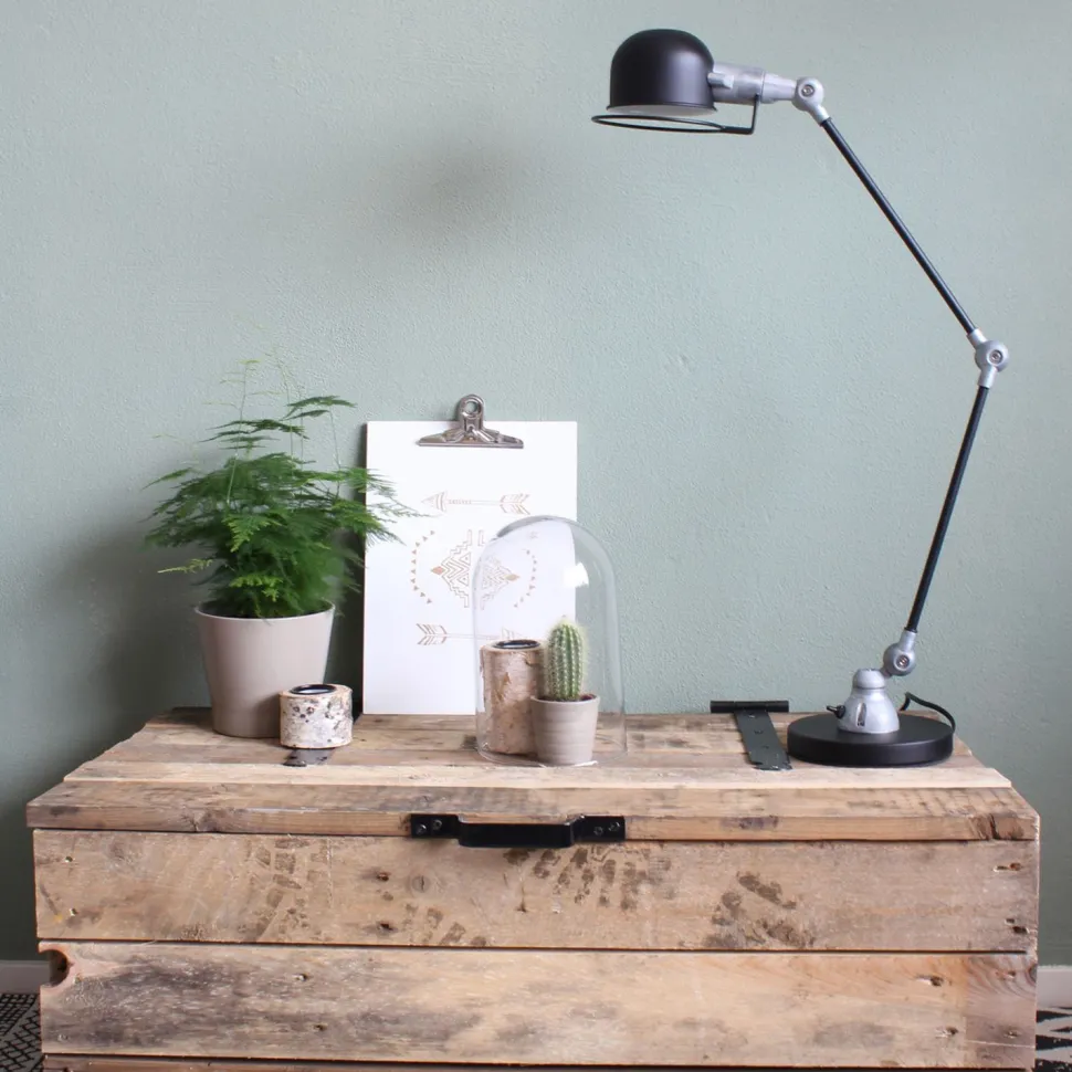 Verstellbare Tischlampe Metall in Schwarz Silber 68 cm