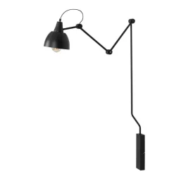 Verstellbare Wandlampe Schwarz Metall E27 Lesen