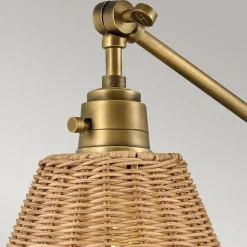 Verstellbare Wandleuchte Rattan Metall E27 Gelenkarm