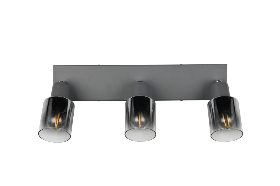 Verstellbarer Deckenspot Rauchglas Metall E14 3-flammig