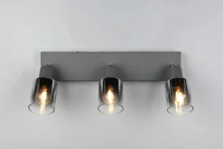 Verstellbarer Deckenspot Rauchglas Metall E14 3-flammig