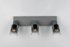 Verstellbarer Deckenspot Rauchglas Metall E14 3-flammig