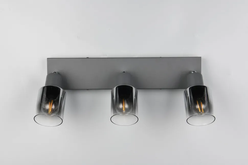 Verstellbarer Deckenspot Rauchglas Metall E14 3-flammig