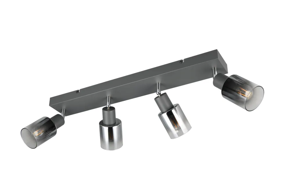 Verstellbarer Deckenspot Rauchglas Metall E14 58,5 cm