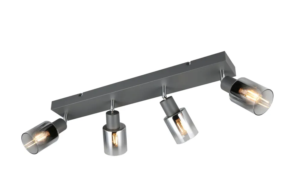 Verstellbarer Deckenspot Rauchglas Metall E14 58,5 cm