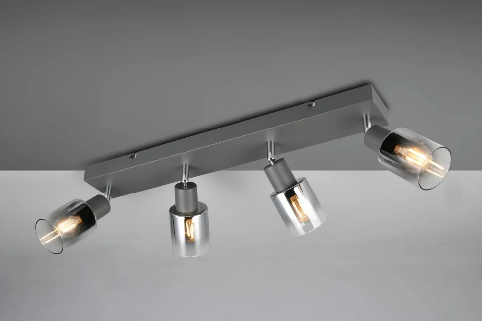 Verstellbarer Deckenspot Rauchglas Metall E14 58,5 cm