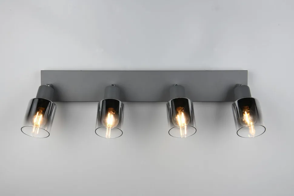 Verstellbarer Deckenspot Rauchglas Metall E14 58,5 cm