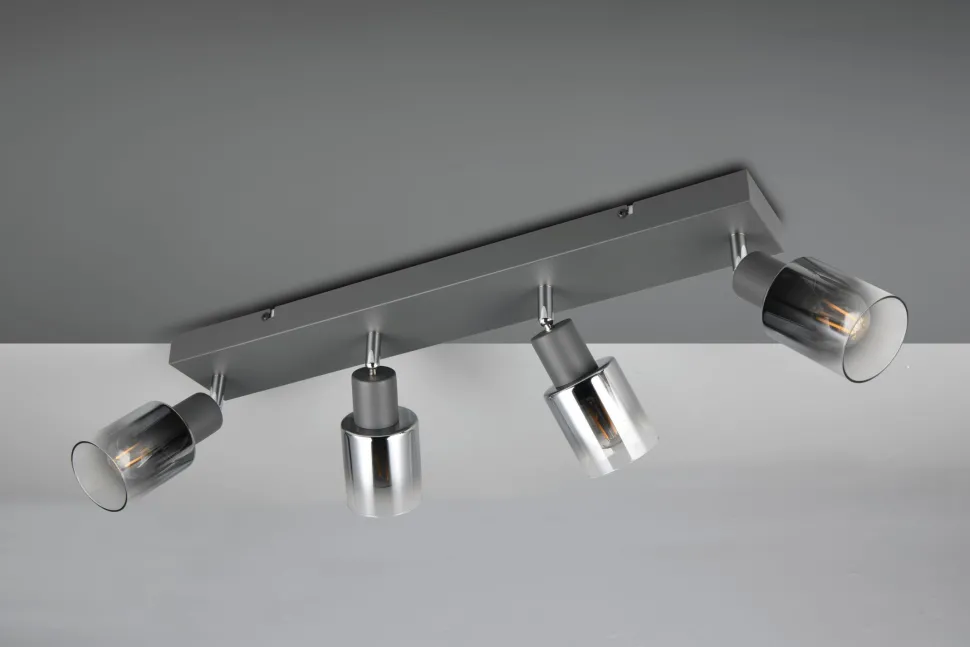 Verstellbarer Deckenspot Rauchglas Metall E14 58,5 cm