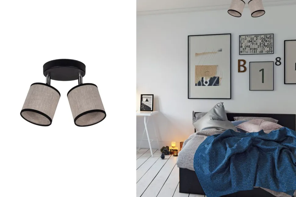 Verstellbarer Deckenstrahler blendarm Stoff E14 2-flmg