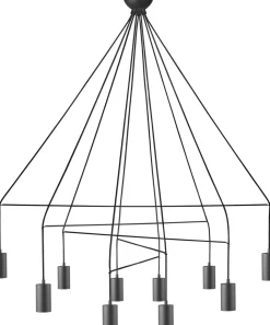Verstrebte Hängeleuchte IMBRIA in Schwarz Ø120cm 10-flmg