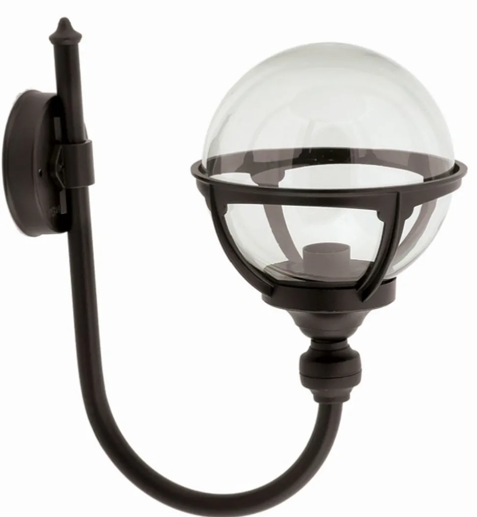 Vintage Außenwandleuchte Schwarz IP44 Kugel Schirm E27