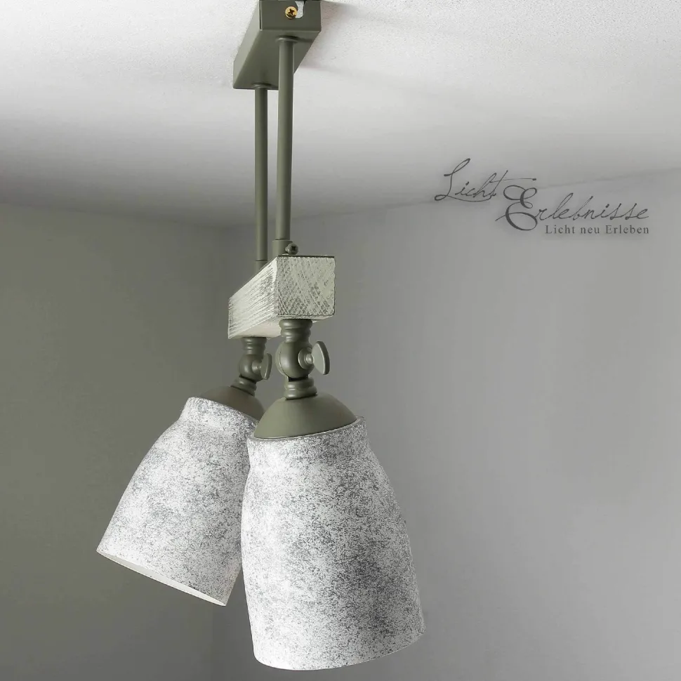 Vintage Deckenlampe drehbar Shabby Weiß Taupe AGAP
