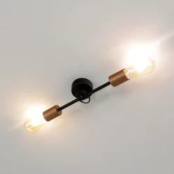 Vintage Deckenlampe Wohnzimmer Schwarz 2xE27 STICKS