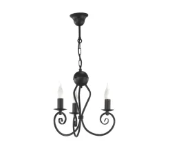 Vintage Kronleuchter Metall Schwarz E14 B:36 cm Kerzen