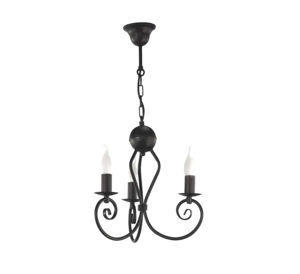 Vintage Kronleuchter Metall Schwarz E14 B:36 cm Kerzen