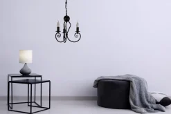 Vintage Kronleuchter Metall Schwarz E14 B:36 cm Kerzen