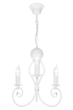 Vintage Kronleuchter Metall Weiß E14 B:36 cm Kerzen