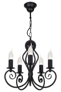 Vintage Kronleuchter Schwarz E14 5-flammig Klassisch