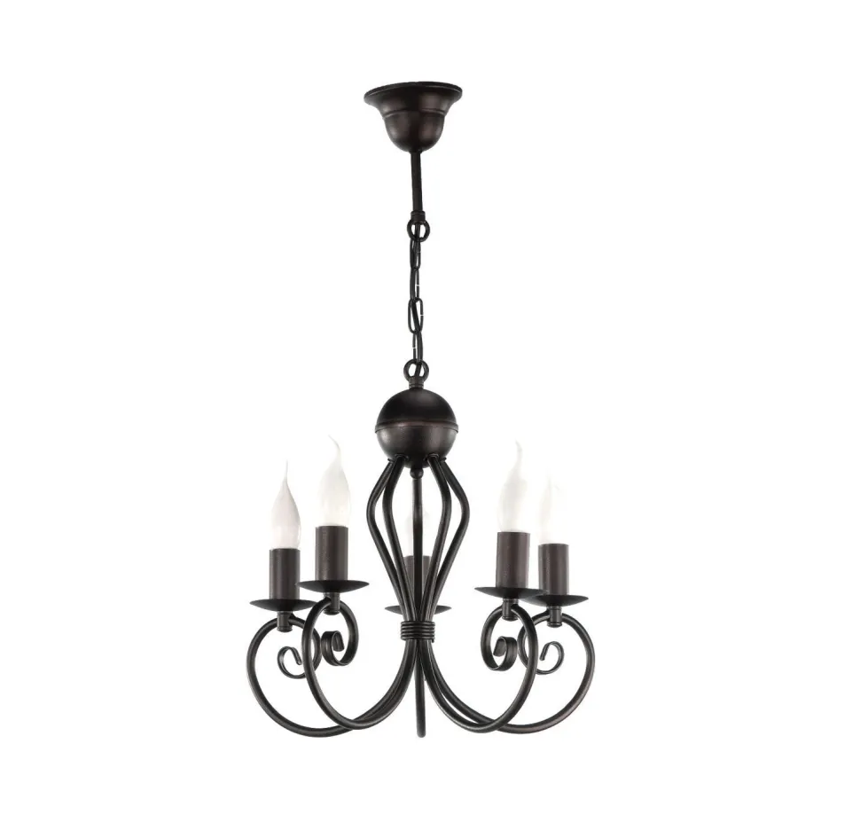 Vintage Kronleuchter Schwarz E14 5-flammig Klassisch