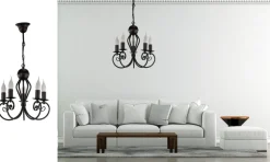 Vintage Kronleuchter Schwarz E14 5-flammig Klassisch