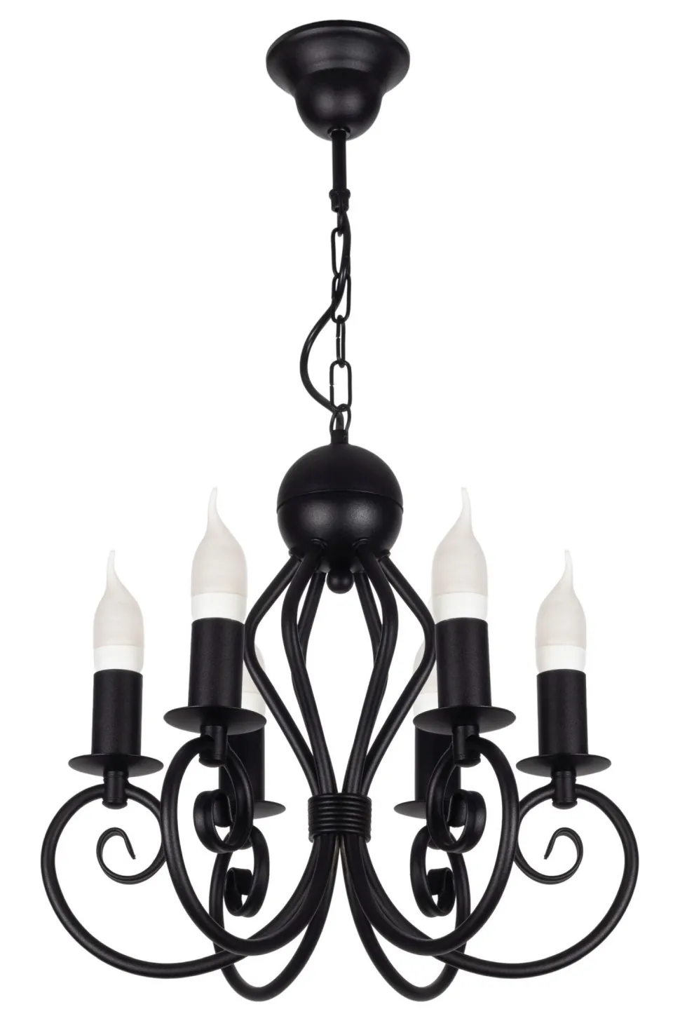 Vintage Kronleuchter Schwarz E14 6-flammig Klassisch