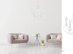 Vintage Kronleuchter Weiß E14 5-flammig Klassisch