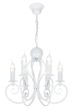 Vintage Kronleuchter Weiß E14 6-flammig Klassisch