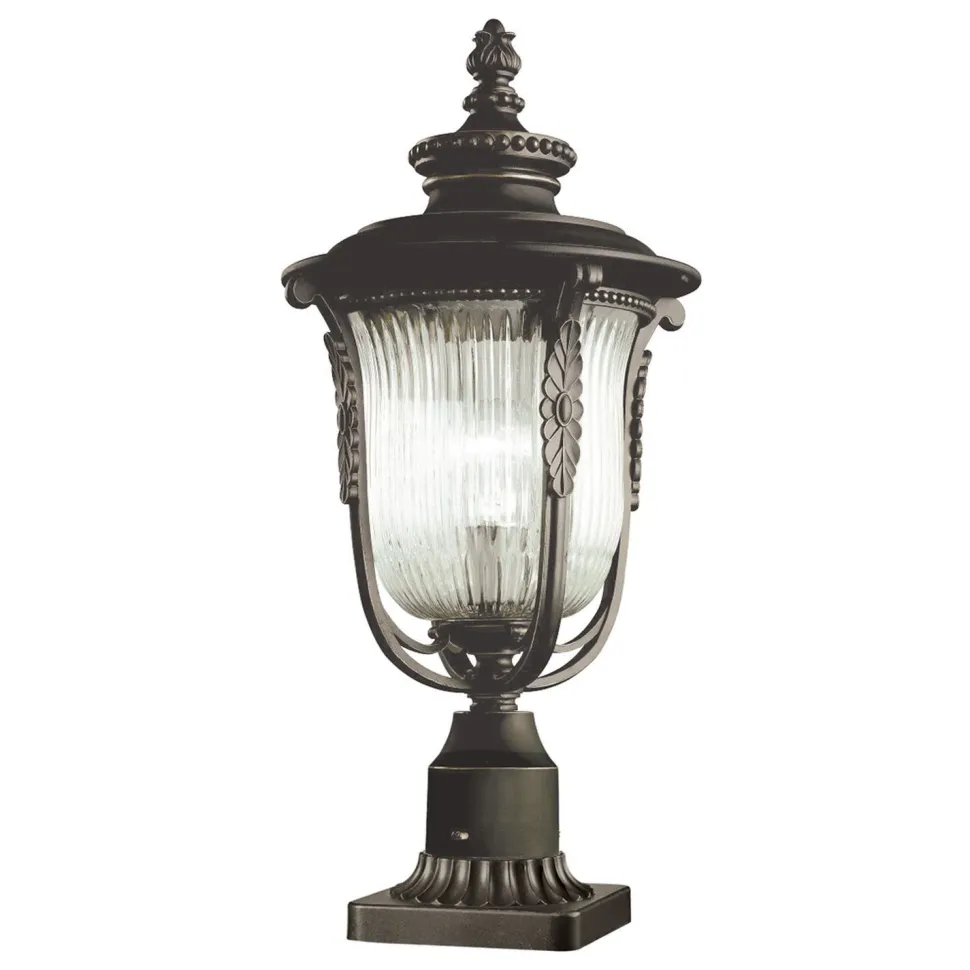 Vintage Lampe Außen Metall Riffelglas IP44 Garten