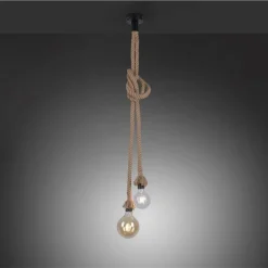 Vintage Pendelleuchte E27 2-flammig Ø10 cm Tau Seil