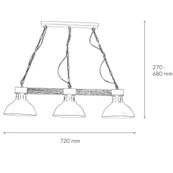 Vintage Pendelleuchte 3-flmg E27 Shabby Weiß HAKON