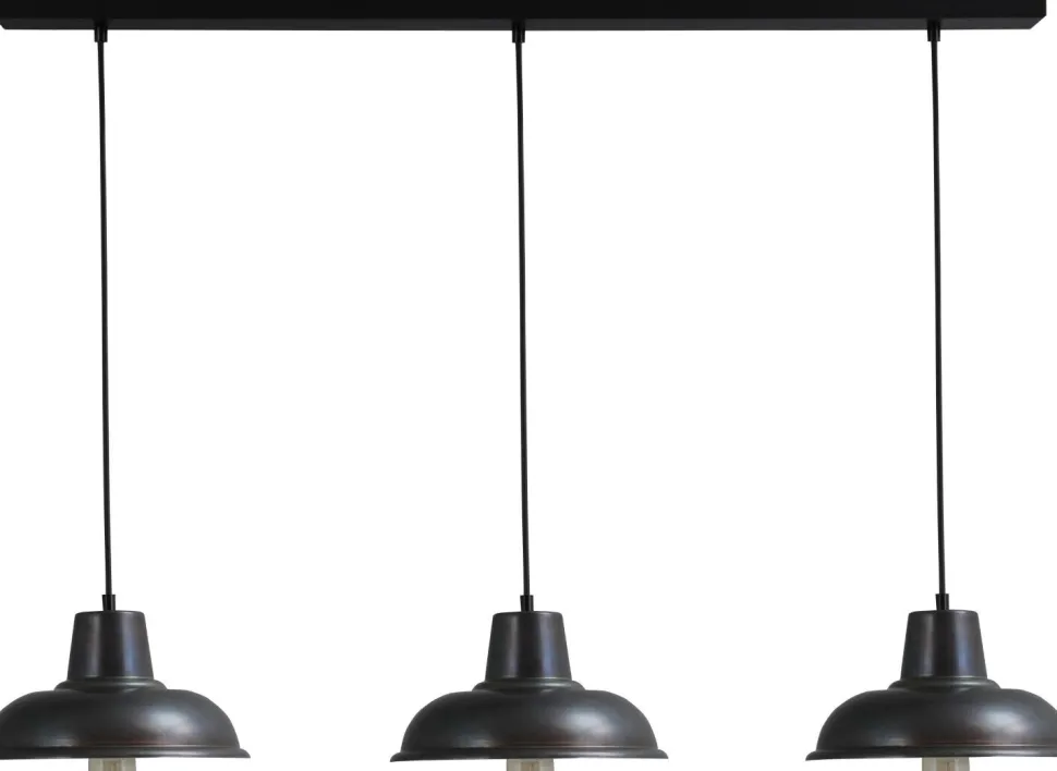 Vintage Pendelleuchte in Schwarz Roter Metall Optik