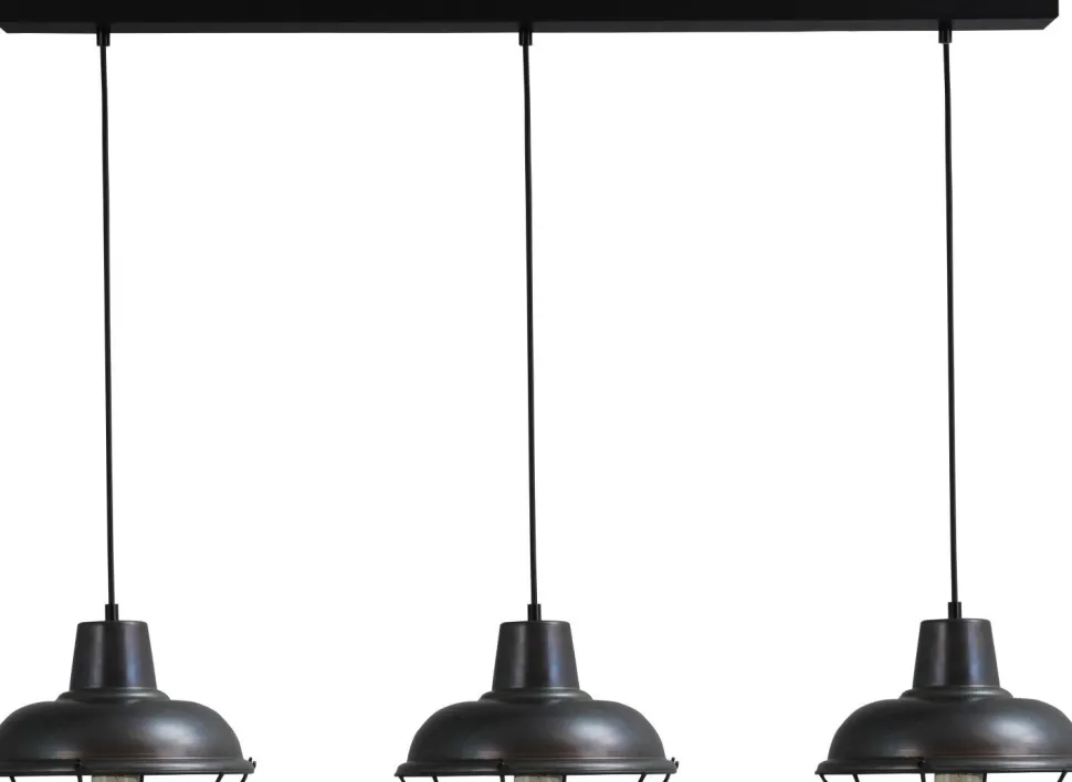 Vintage Pendelleuchte Küchenlampe in Schwarz Roter Metall Optik