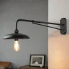 Vintage Wandlampe innen groß T:73cm Schwarz Aluminium
