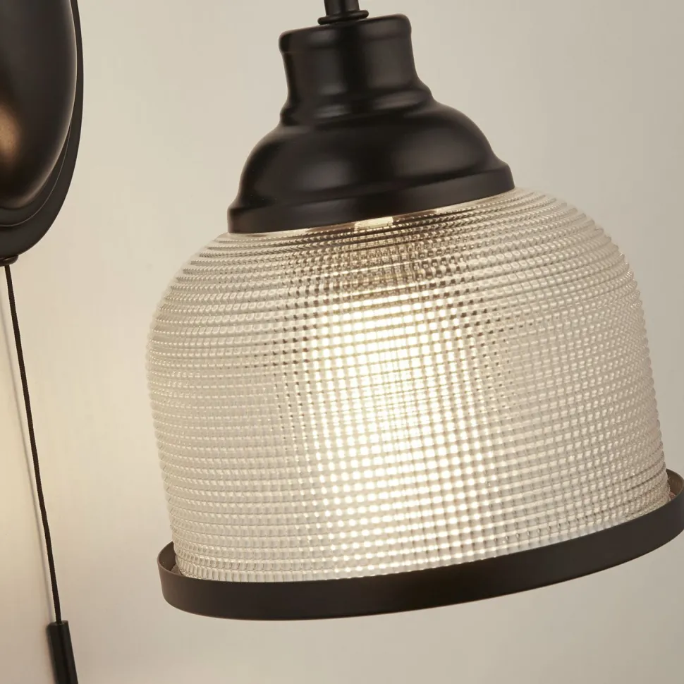 Vintage Wandlampe mit Schalter H: 24,5 cm E27 Schwarz