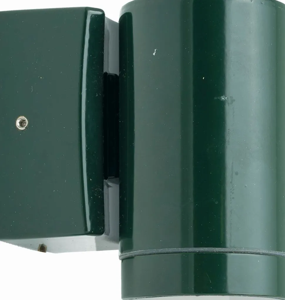 Wand Außenleuchte Echt-Messing H: 10 cm IP64 Grün GU10