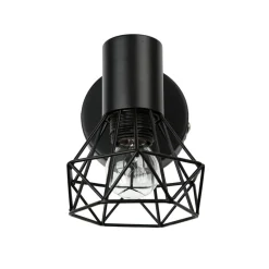 Wand Spot Metall Retro verstellbar in Schwarz E14