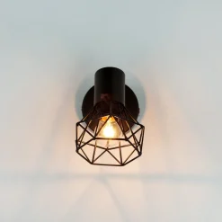 Wand Spot Metall Retro verstellbar in Schwarz E14