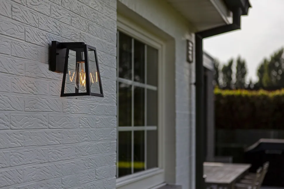 Wandlampe Aluminium Glas E27 IP44 H:21,6 cm Laterne