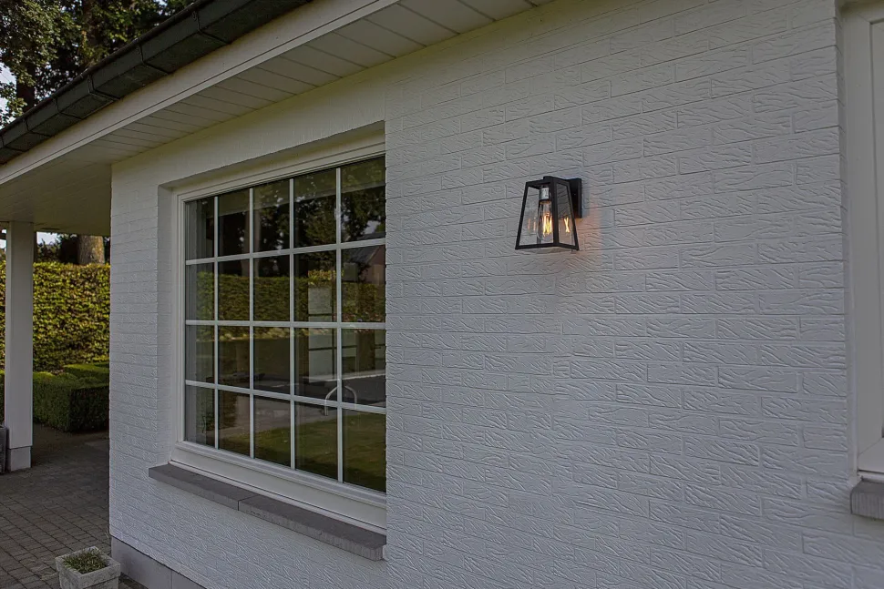 Wandlampe Aluminium Glas E27 IP44 H:21,6 cm Laterne