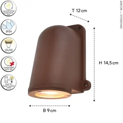 Wandlampe Außen Aluminium GU10 IP54 H:14,6 cm Rostbraun