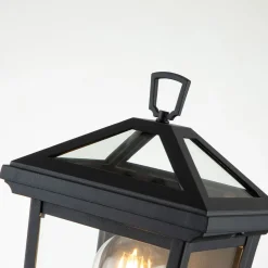 Wandlampe außen Aluminium Glas H: 30 cm IP44 Schwarz