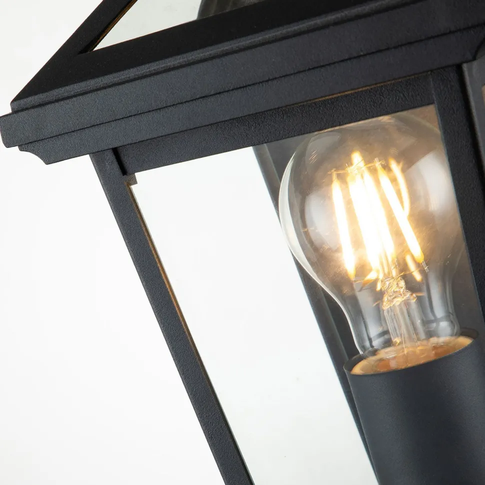 Wandlampe außen Aluminium Glas H: 30 cm IP44 Schwarz