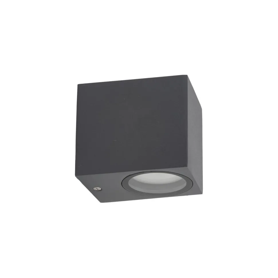 Wandlampe außen Downlight Grau Metall IP44 GU10 H:8 cm